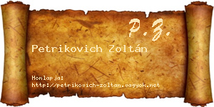 Petrikovich Zoltán névjegykártya