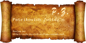 Petrikovich Zoltán névjegykártya